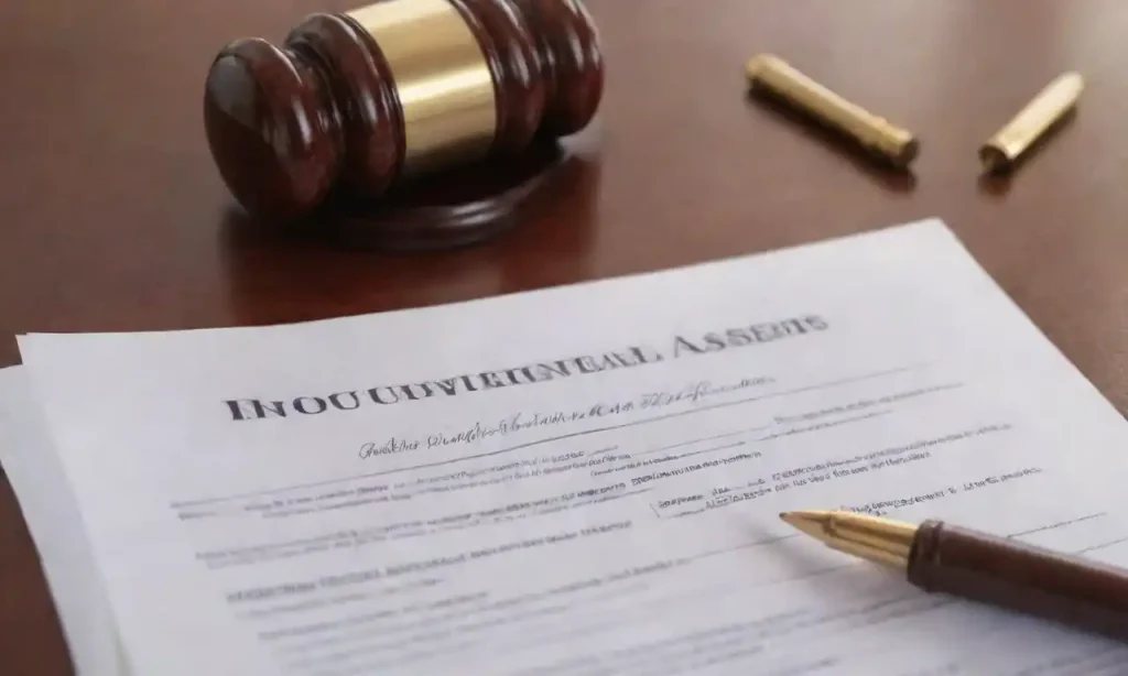 Legal documents and a gavel on a table