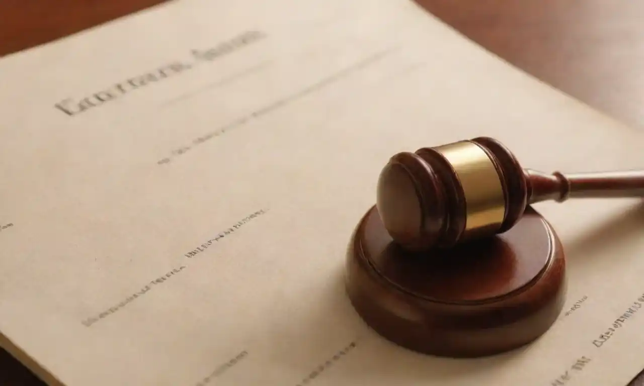 A close-up of a legal document and a gavel on a desk, symbolizing executor responsibilities.