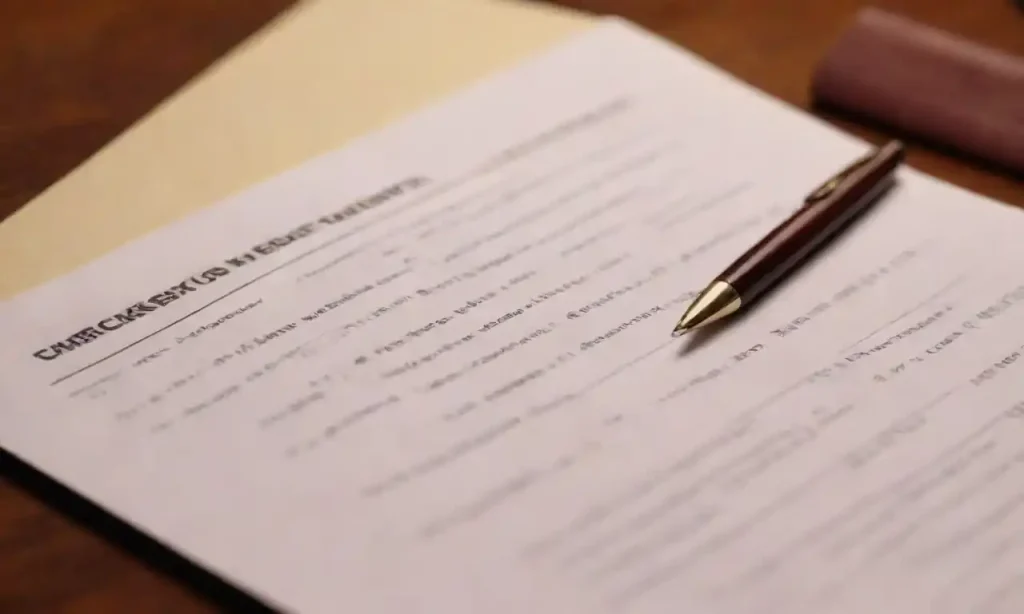 A checklist on a table with legal documents and a pen