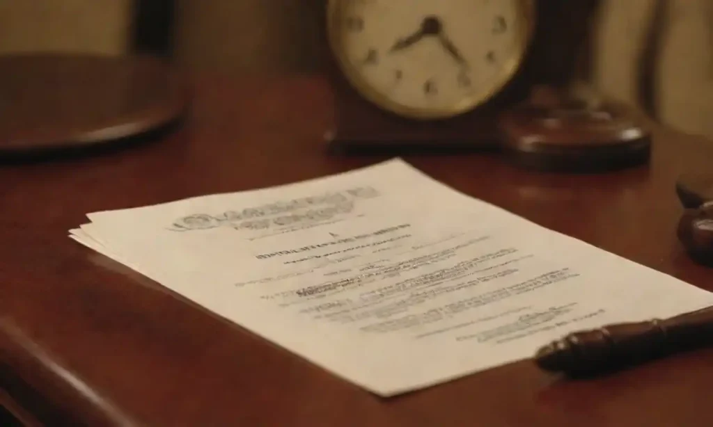 A legal document on a table