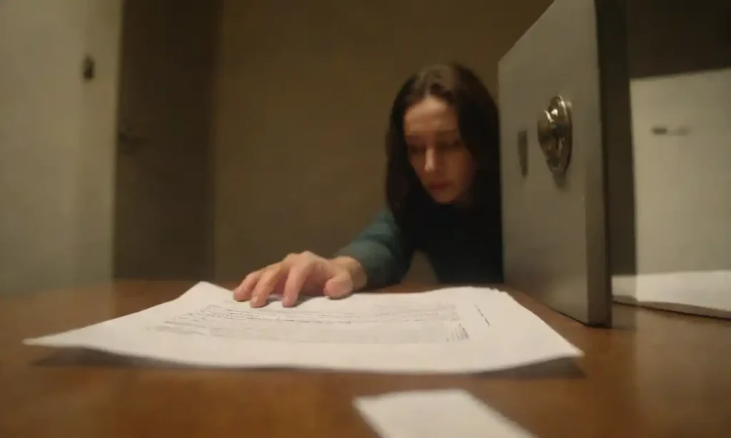 Person locking important documents in a safe