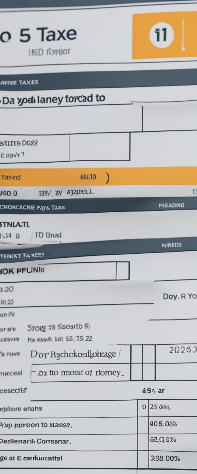 A person holding up a completed tax form with a checkmark next to the question "Do you have to pay money to file taxes?" A calculator and laptop are nearby