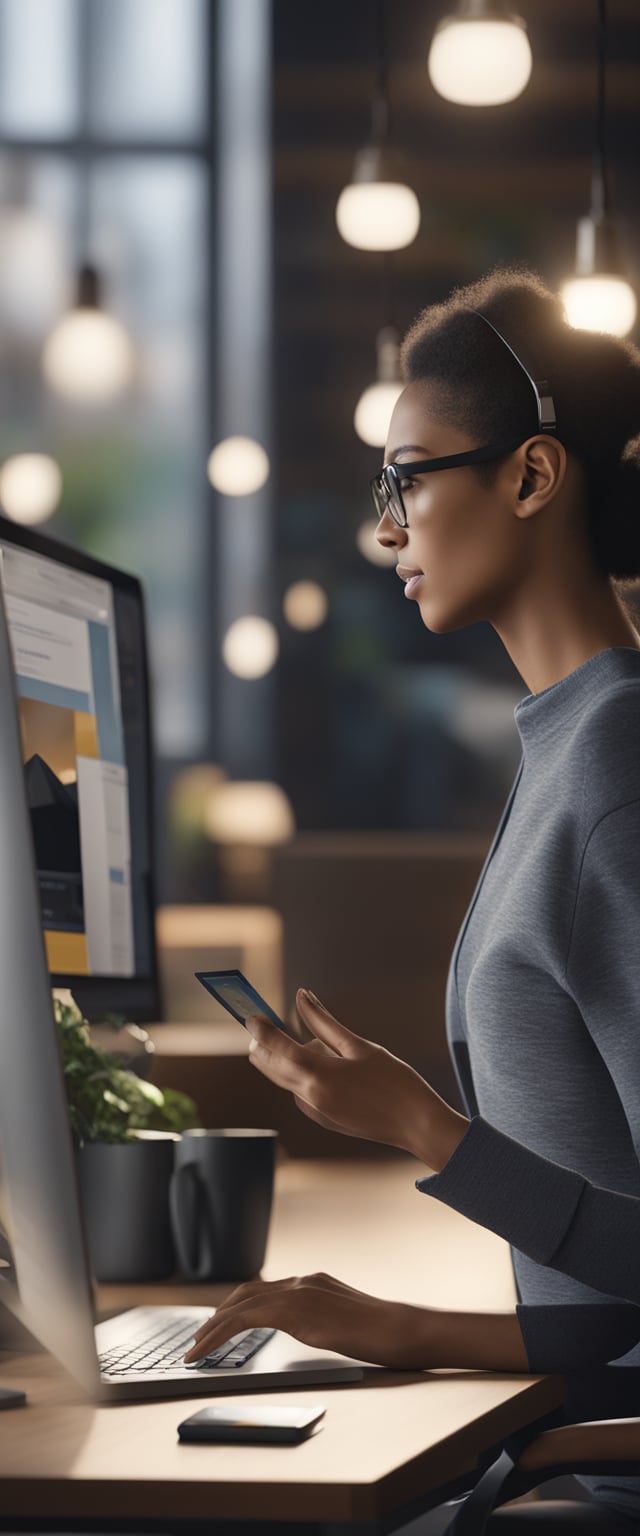 A person using a computer to access tax software and online platforms, with a credit card or payment method nearby